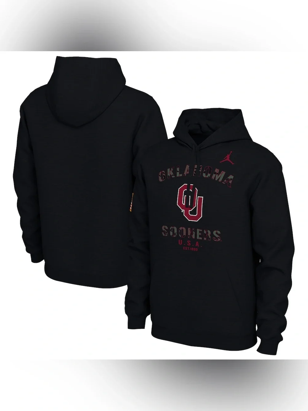 Nike Jordan Oklahoma Sooners‎ Hoodie Black Camo Logo Pullover Sweatshirt Vets M